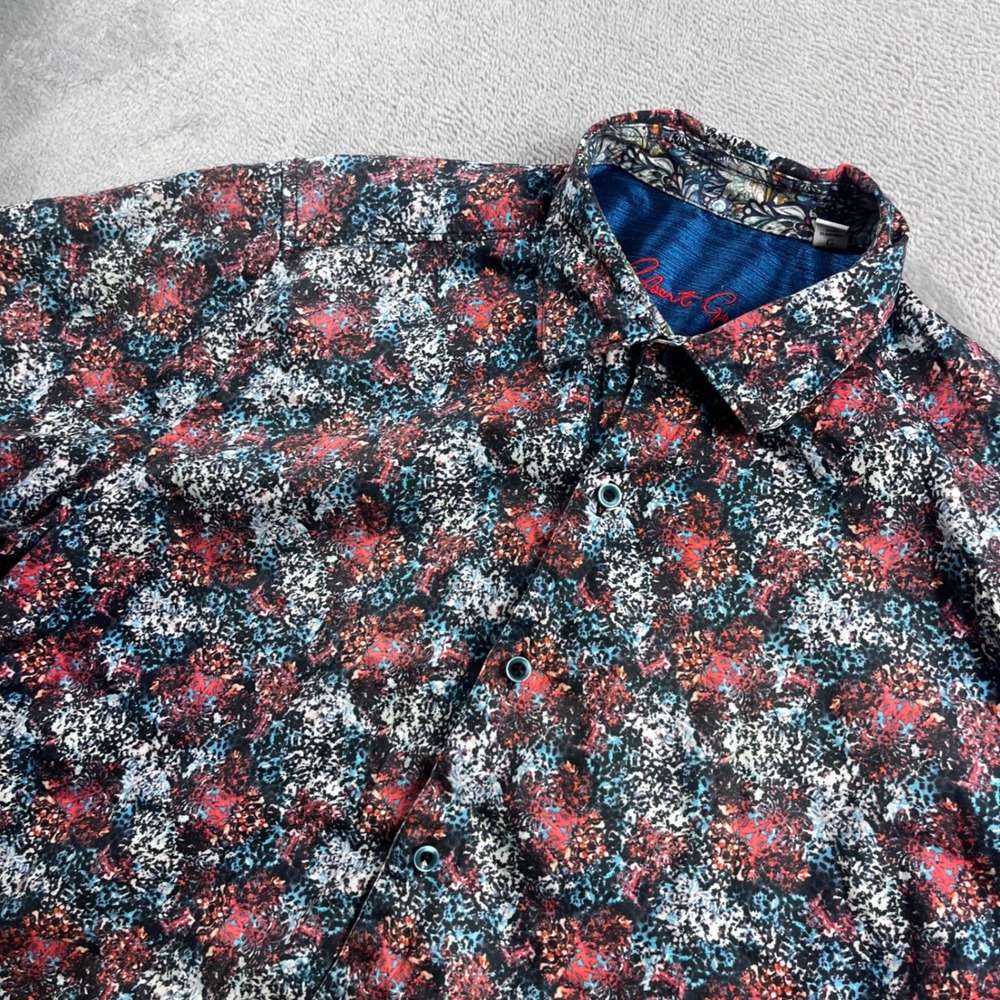 Robert Graham Mens L Classic Fit Short Sleeve Abstract Print Button Down Shirt